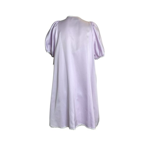 Vtg Brandywine Lavender Nightgown Peignoir Large Lace Puff Sleeves Polyester USA - Picture 4 of 11